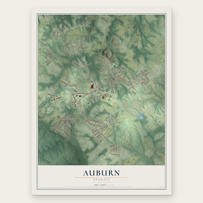 Auburn, Georgia map print, the full design