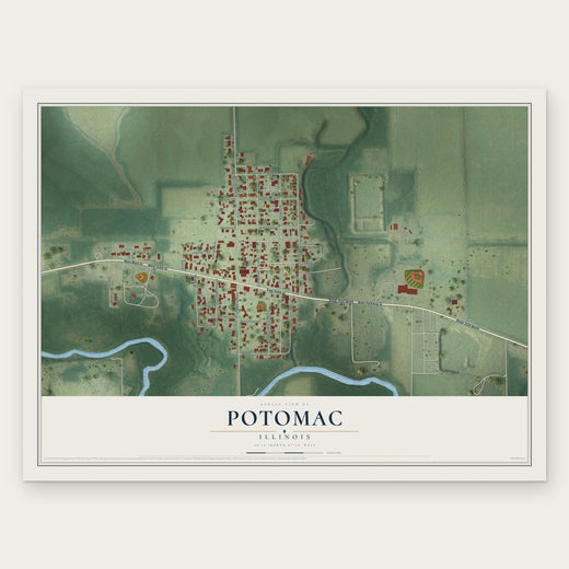 Potomac, Illinois map print, the full design