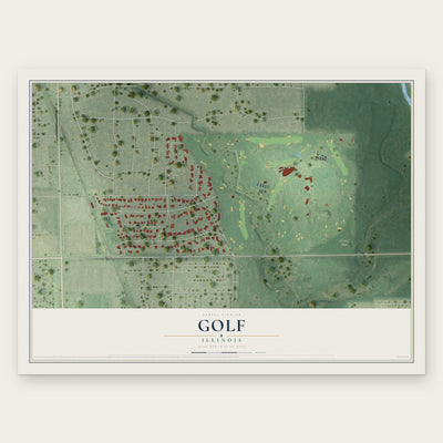 Golf, Illinois map print, the full design