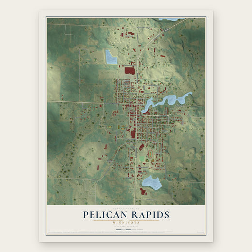 Pelican Rapids, Minnesota map print, the full design