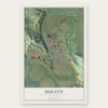 Hulett, Wyoming map print, the full design
