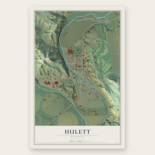 Hulett, Wyoming map print, the full design