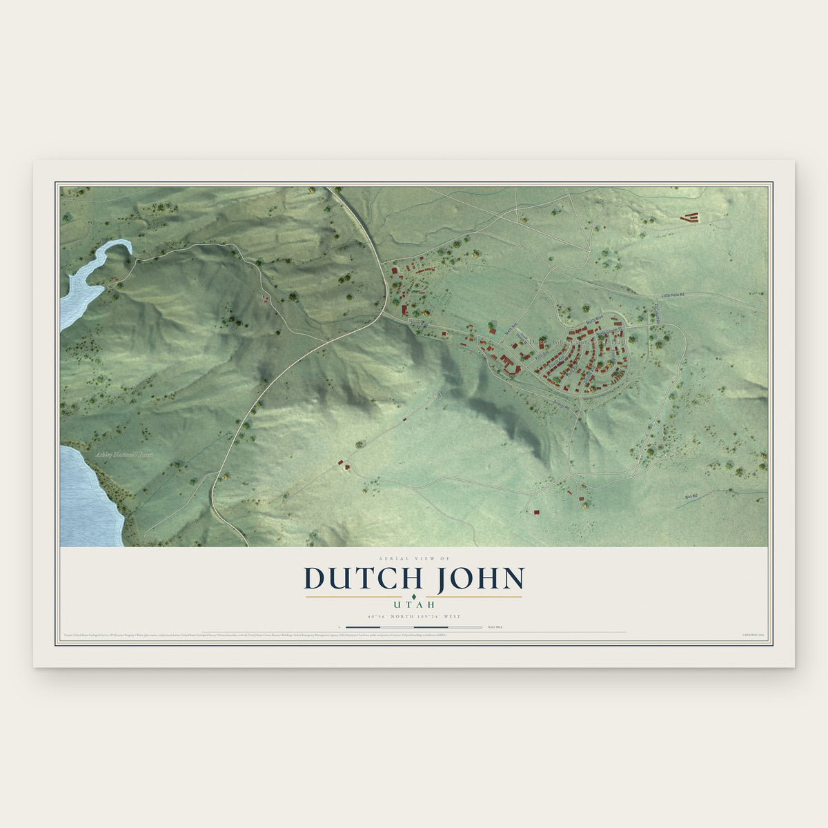 Dutch John, Utah map print, the full design