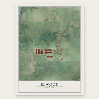 Elwood, Illinois map print, the full design