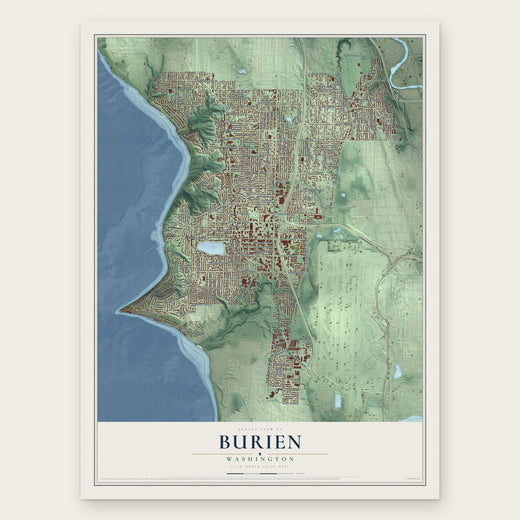 Burien, Washington map print, the full design