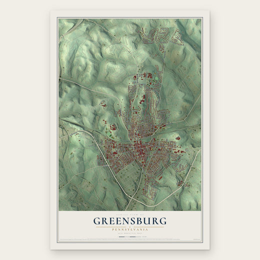 Greensburg, Pennsylvania map print, the full design