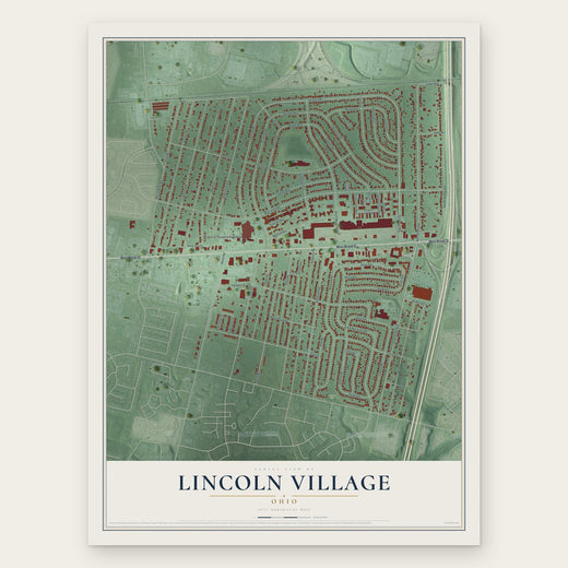 Lincoln Village, Ohio map print, the full design