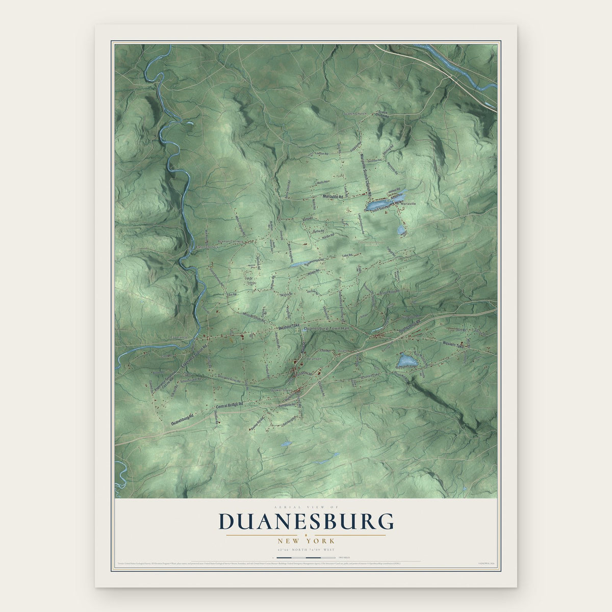 Duanesburg, New York map print, the full design