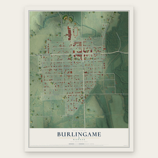 Burlingame, Kansas map print, the full design