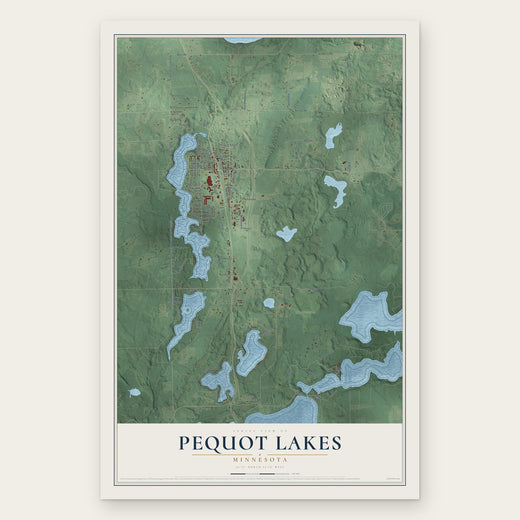 Pequot Lakes, Minnesota map print, the full design