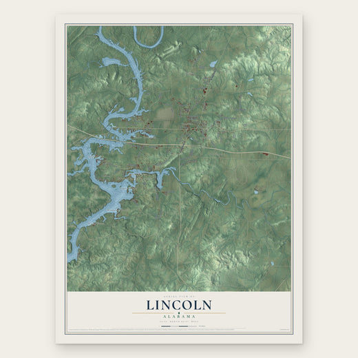 Lincoln, Alabama map print, the full design