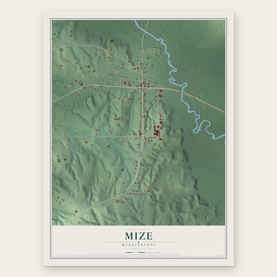 Mize, Mississippi map print, the full design