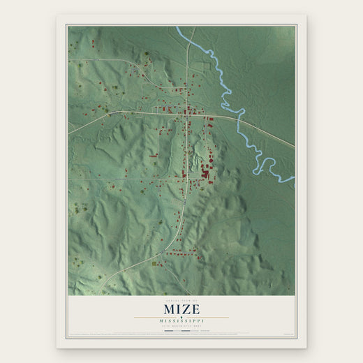 Mize, Mississippi map print, the full design