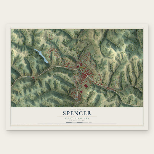 Spencer, West Virginia map print, the full design