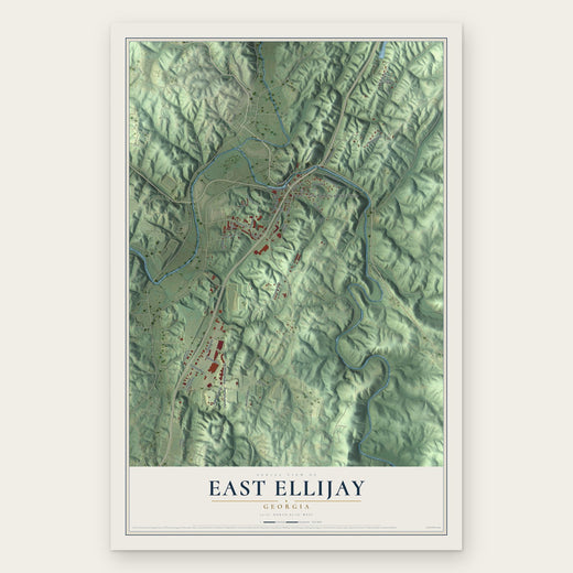 East Ellijay, Georgia map print, the full design