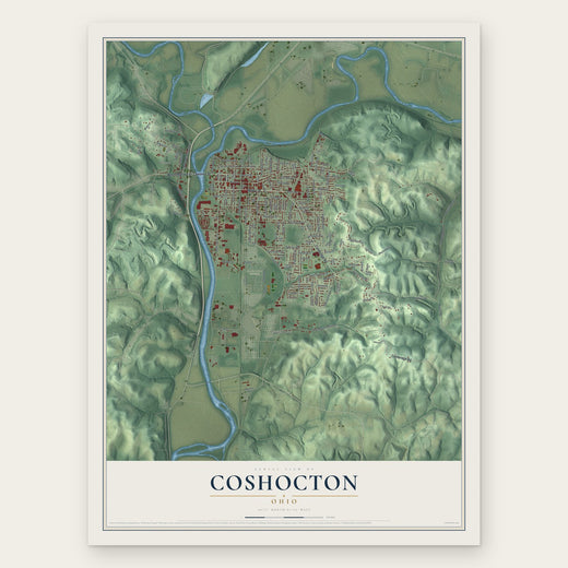 Coshocton, Ohio map print, the full design