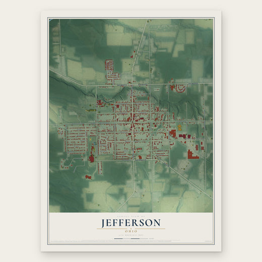 Jefferson, Ohio map print, the full design