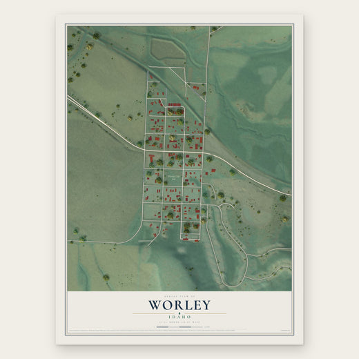 Worley, Idaho map print, the full design