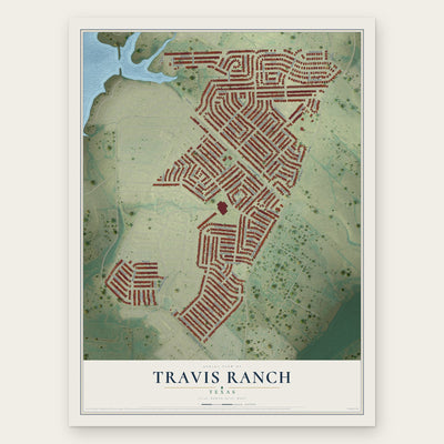 Travis Ranch, Texas map print, the full design