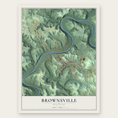 Brownsville, Kentucky map print, the full design