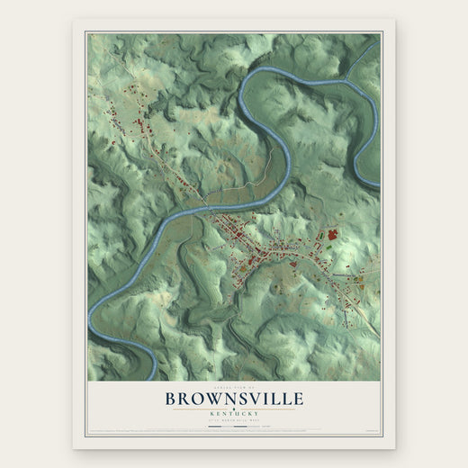 Brownsville, Kentucky map print, the full design