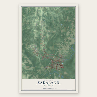 Saraland, Alabama map print, the full design