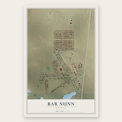 Bar Nunn, Wyoming map print, the full design
