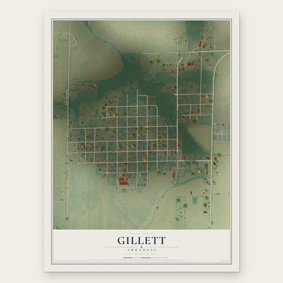 Gillett, Arkansas map print, the full design