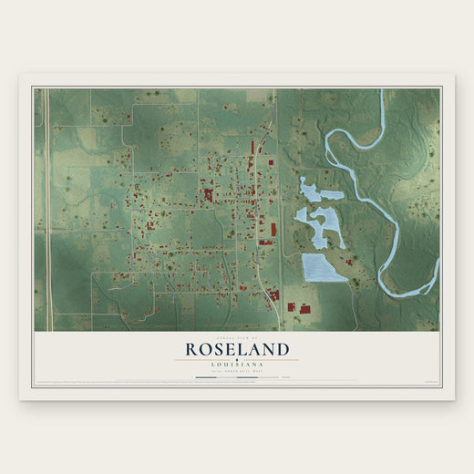 Roseland, Louisiana map print, the full design