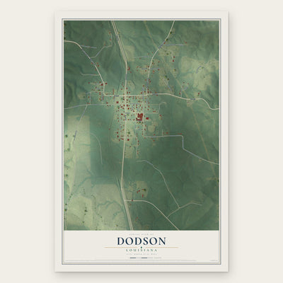 Dodson, Louisiana map print, the full design