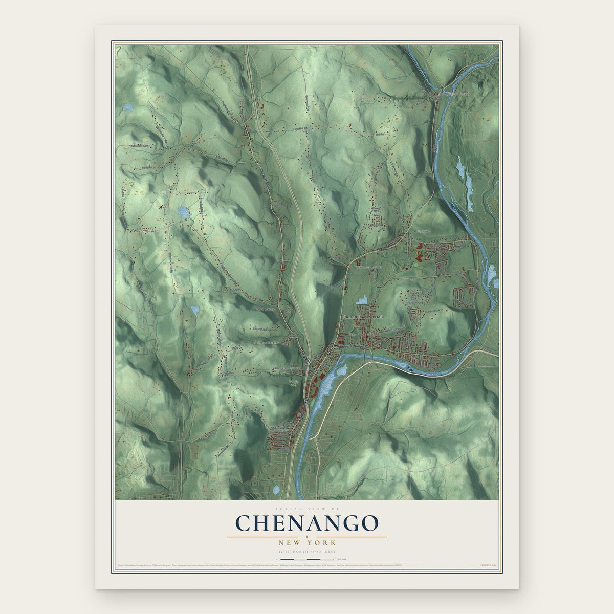 Chenango, New York map print, the full design