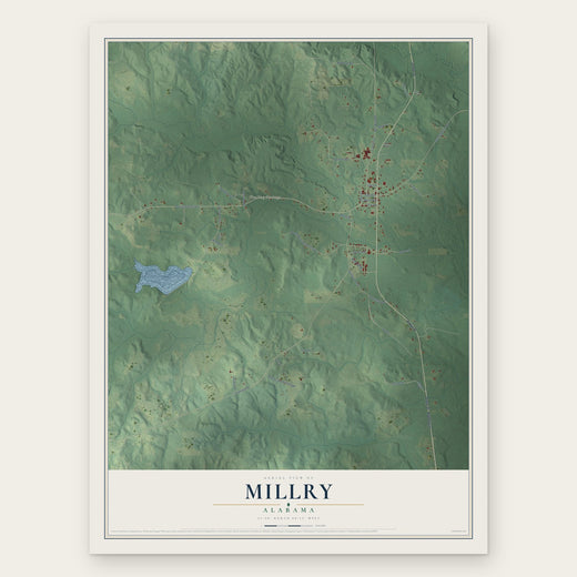 Millry, Alabama map print, the full design