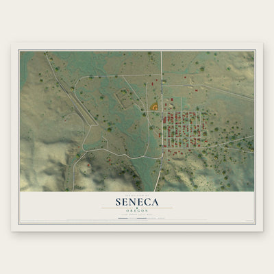 Seneca, Oregon map print, the full design