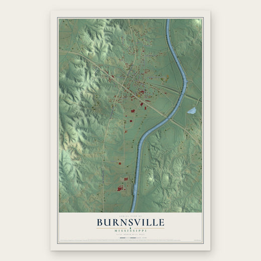 Burnsville, Mississippi map print, the full design