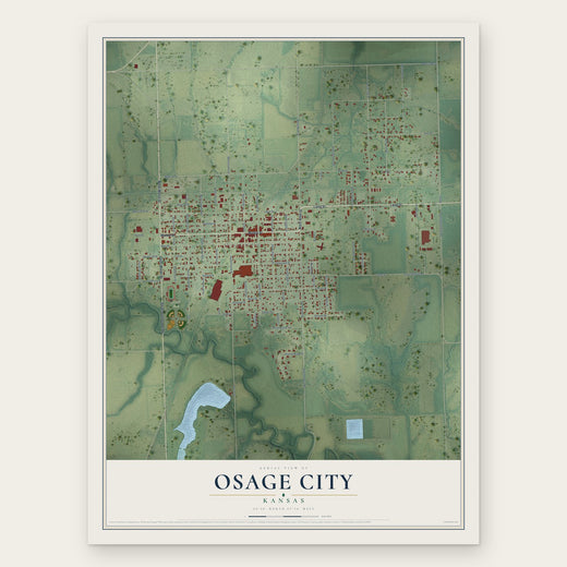 Osage City, Kansas map print, the full design
