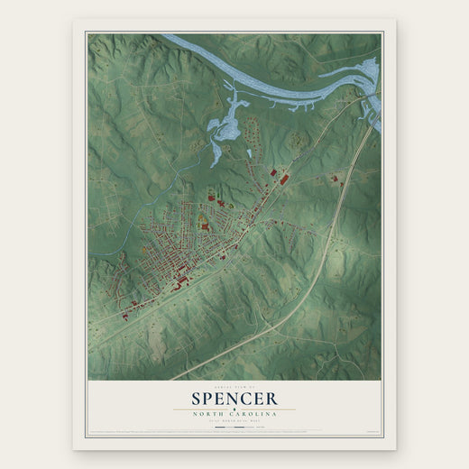 Spencer, North Carolina map print, the full design