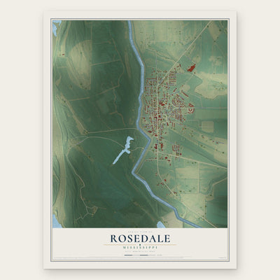 Rosedale, Mississippi map print, the full design