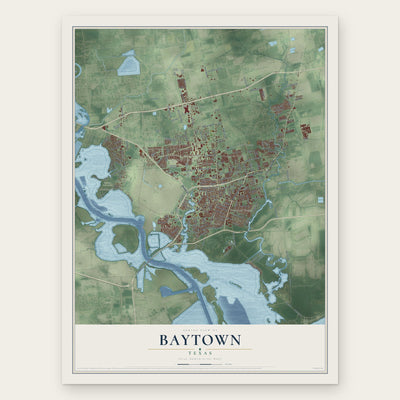 Baytown, Texas map print, the full design