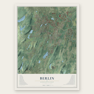 Berlin, Connecticut map print, the full design
