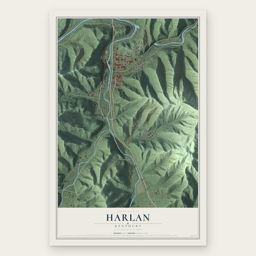 Harlan, Kentucky map print, the full design