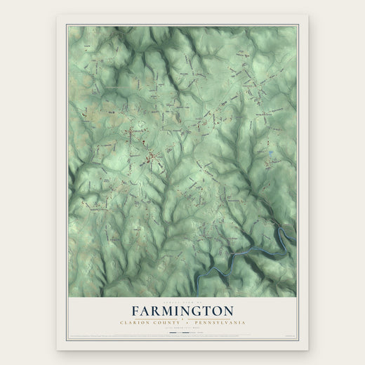 Farmington, Clarion County, Pennsylvania map print, the full design