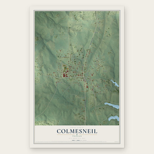 Colmesneil, Texas map print, the full design