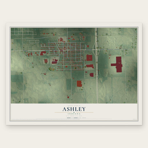 Ashley, Indiana map print, the full design