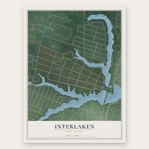 Interlaken, New Jersey map print, the full design
