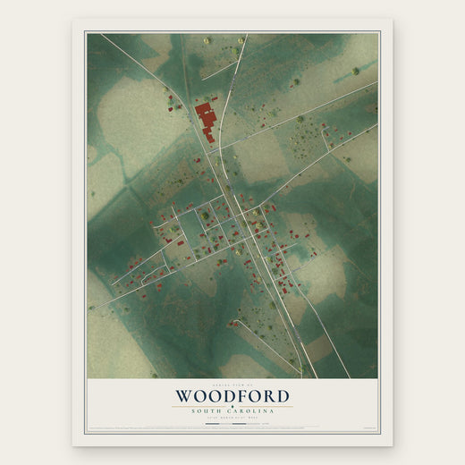 Woodford, South Carolina map print, the full design
