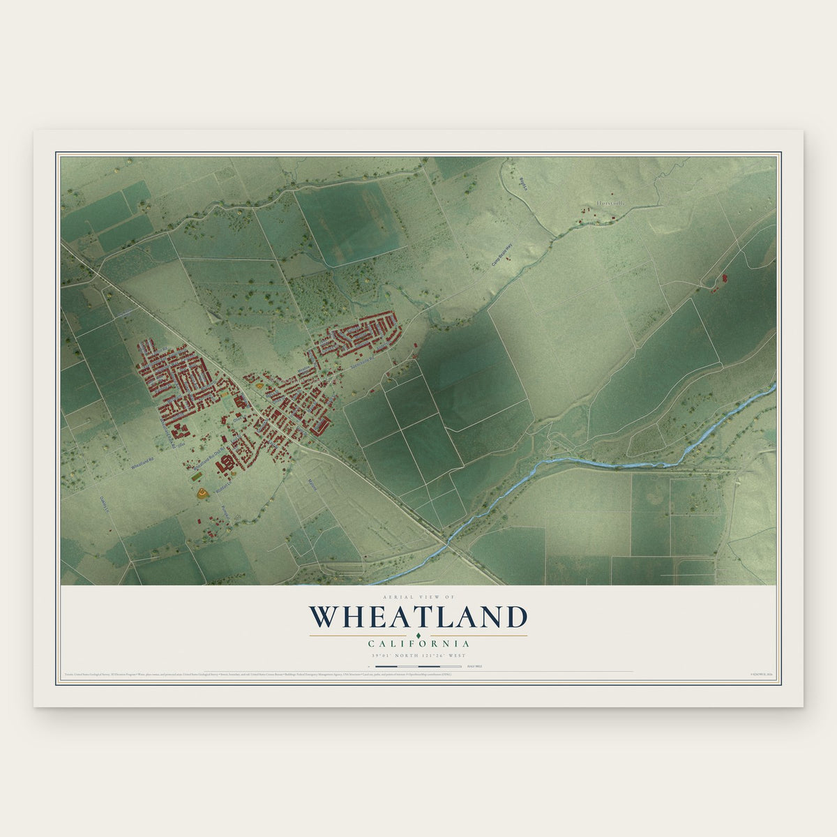 Wheatland, California map print, the full design