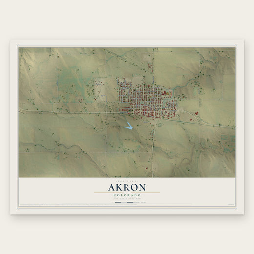 Akron, Colorado map print, the full design