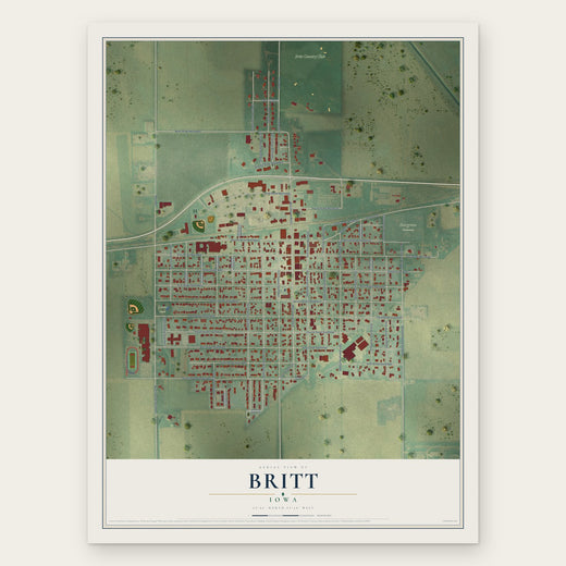 Britt, Iowa map print, the full design