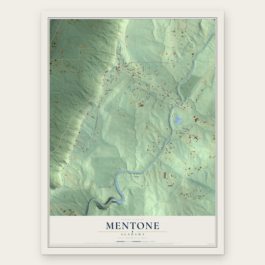 Mentone, Alabama map print, the full design