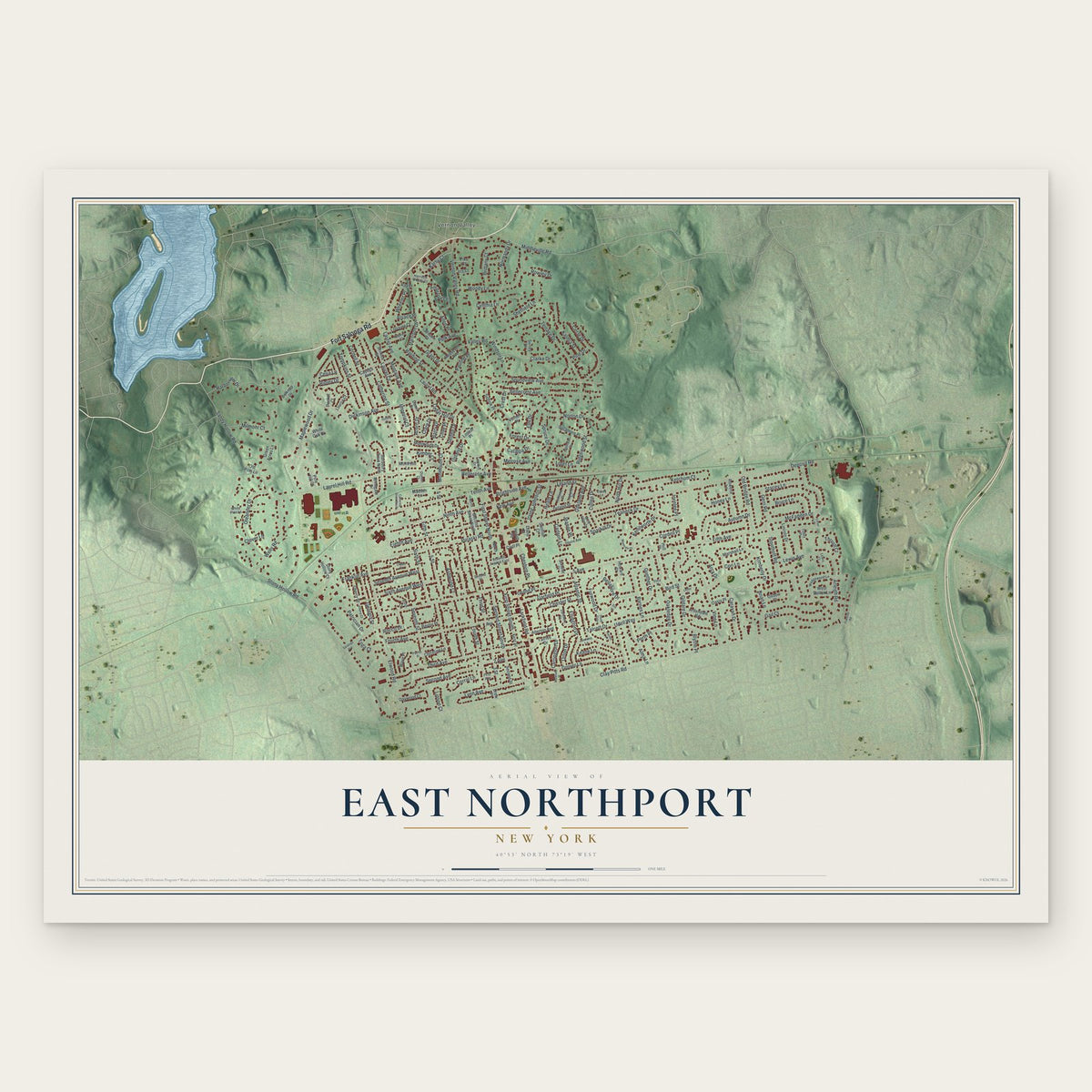 East Northport, New York map print, the full design